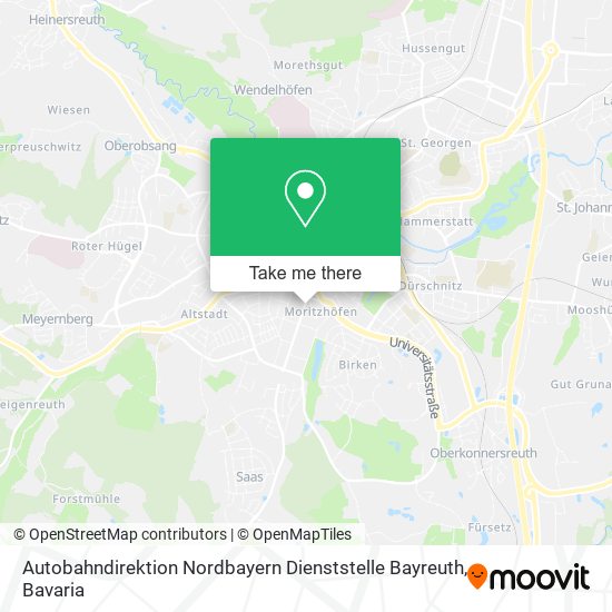 Карта Autobahndirektion Nordbayern Dienststelle Bayreuth