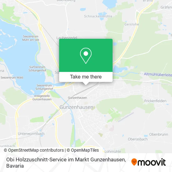 Карта Obi Holzzuschnitt-Service im Markt Gunzenhausen