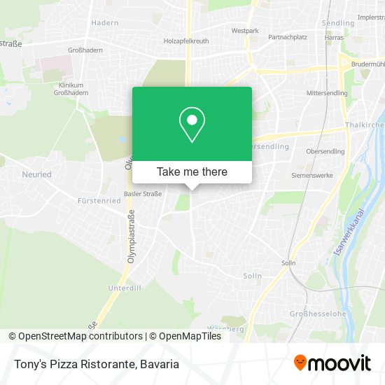 Карта Tony's Pizza Ristorante