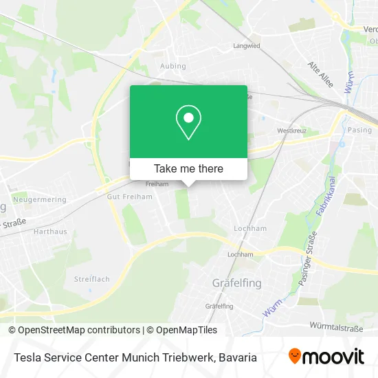 Карта Tesla Service Center Munich Triebwerk