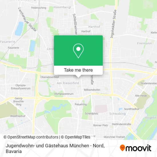 Карта Jugendwohn- und Gästehaus München - Nord