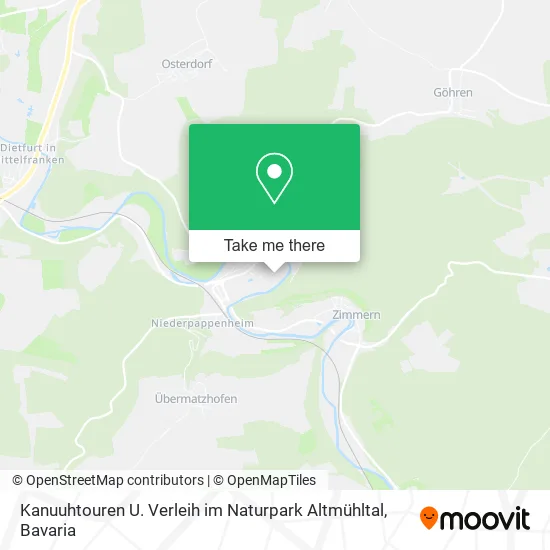 Карта Kanuuhtouren U. Verleih im Naturpark Altmühltal