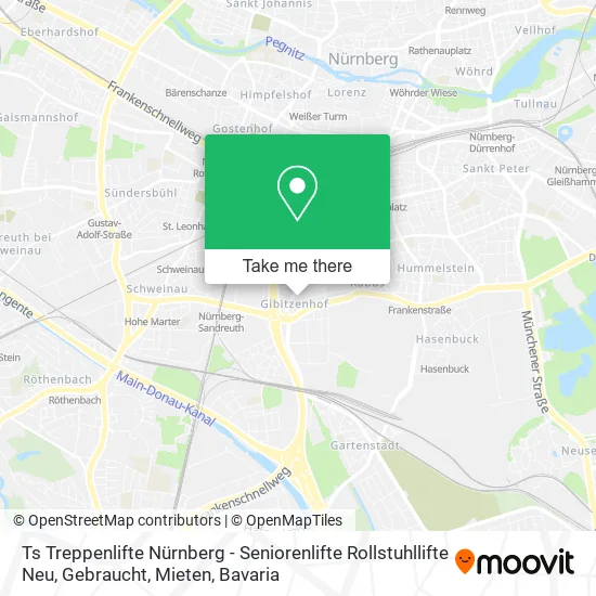 Карта Ts Treppenlifte Nürnberg - Seniorenlifte Rollstuhllifte Neu, Gebraucht, Mieten