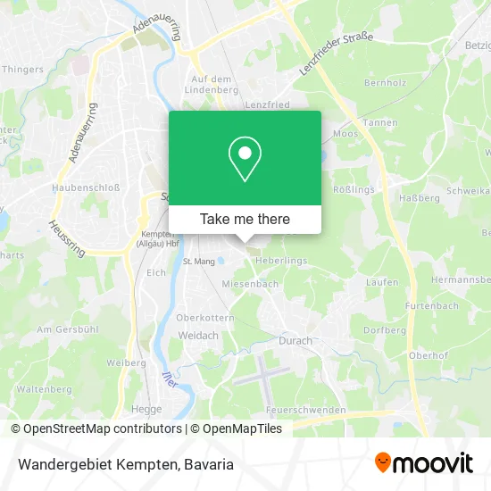 Карта Wandergebiet Kempten