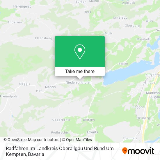 Карта Radfahren Im Landkreis Oberallgäu Und Rund Um Kempten
