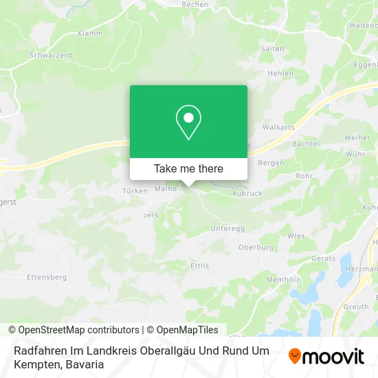 Карта Radfahren Im Landkreis Oberallgäu Und Rund Um Kempten