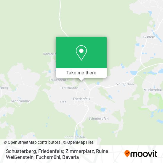 Schusterberg, Friedenfels; Zimmerplatz, Ruine Weißenstein; Fuchsmühl map