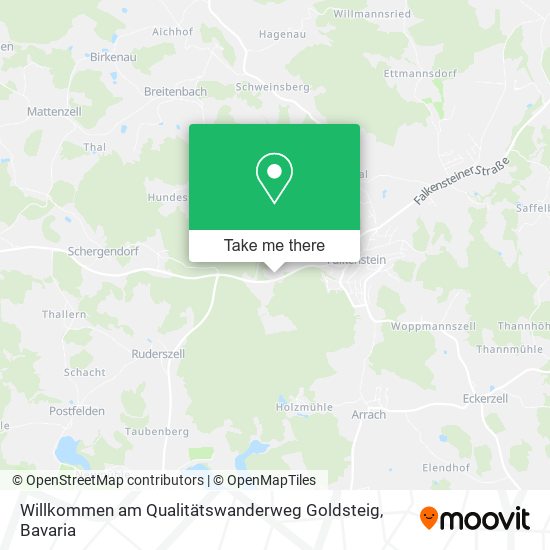 Willkommen am Qualitätswanderweg Goldsteig map