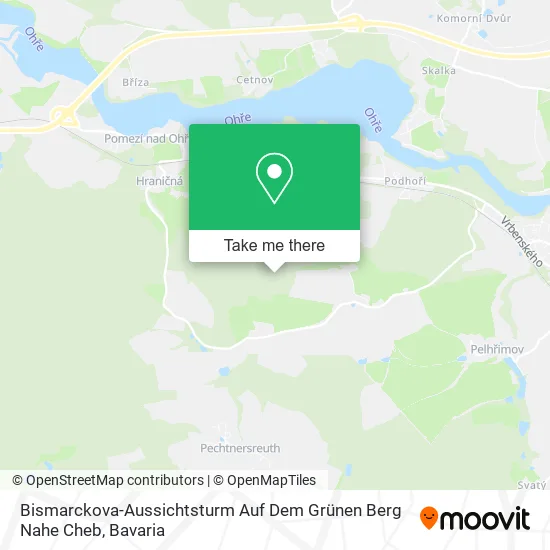 Карта Bismarckova-Aussichtsturm Auf Dem Grünen Berg Nahe Cheb