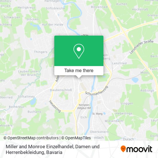 Miller and Monroe Einzelhandel, Damen und Herrenbekleidung map