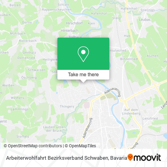 Arbeiterwohlfahrt Bezirksverband Schwaben map