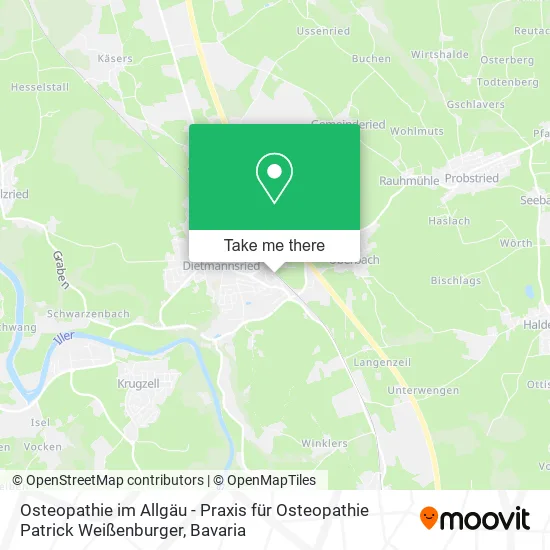 Карта Osteopathie im Allgäu - Praxis für Osteopathie Patrick Weißenburger