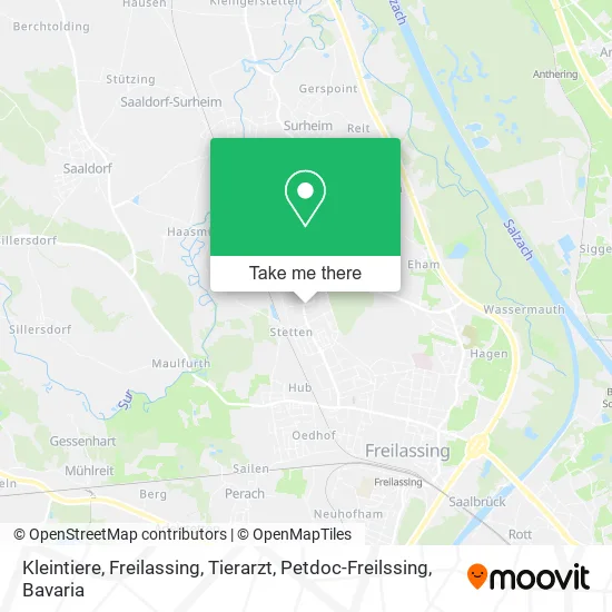 Карта Kleintiere, Freilassing, Tierarzt, Petdoc-Freilssing