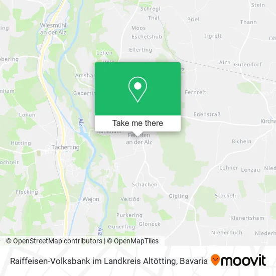 Карта Raiffeisen-Volksbank im Landkreis Altötting