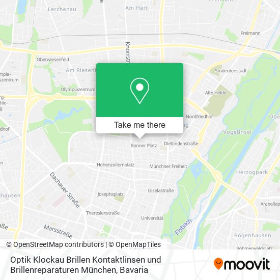 Optik Klockau Brillen Kontaktlinsen und Brillenreparaturen München map