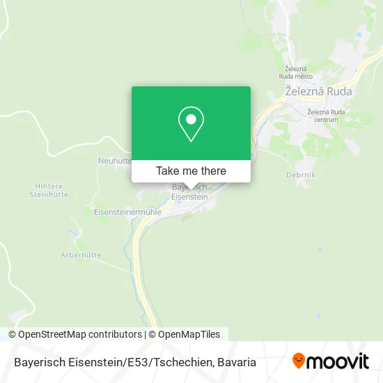 Карта Bayerisch Eisenstein / E53 / Tschechien