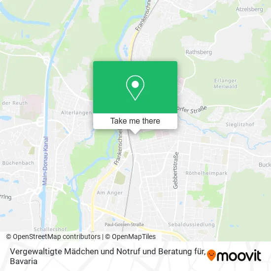 Карта Vergewaltigte Mädchen und Notruf und Beratung für