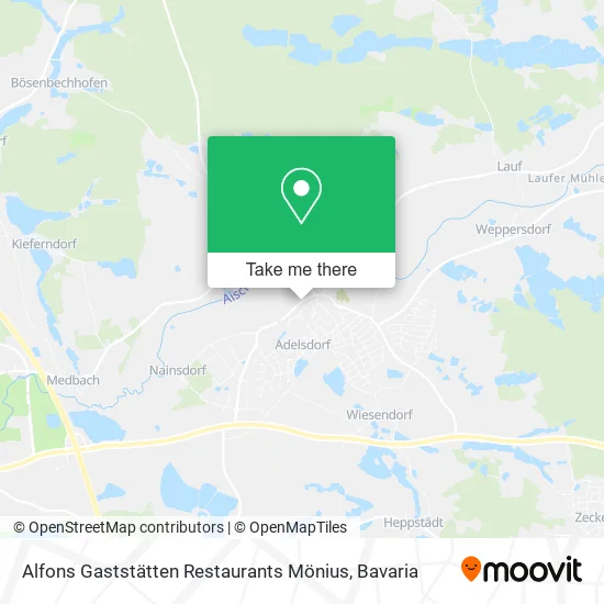 Карта Alfons Gaststätten Restaurants Mönius