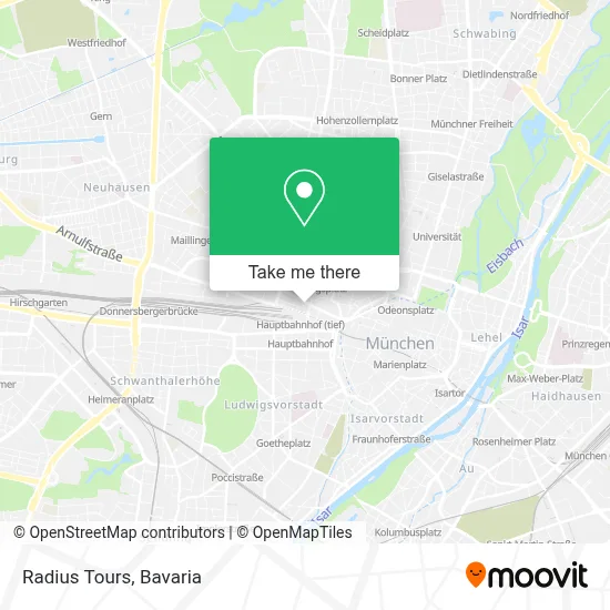Radius Tours map