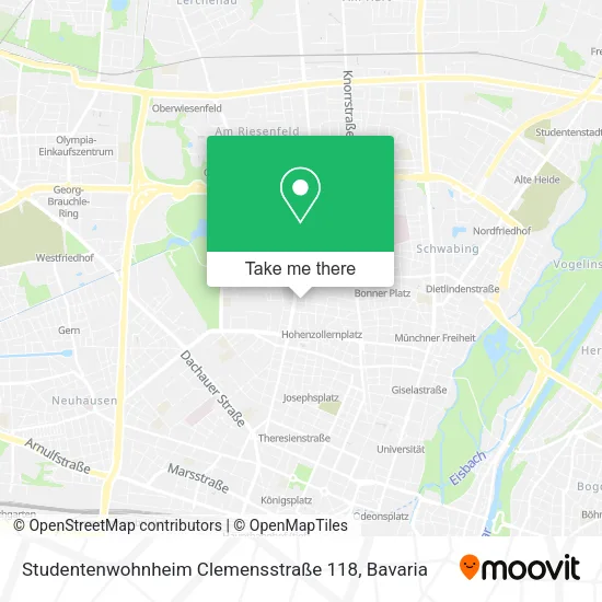 Карта Studentenwohnheim Clemensstraße 118