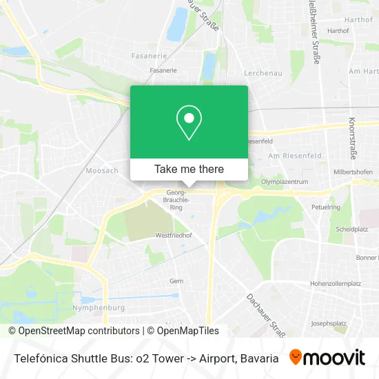 Карта Telefónica Shuttle Bus: o2 Tower -> Airport