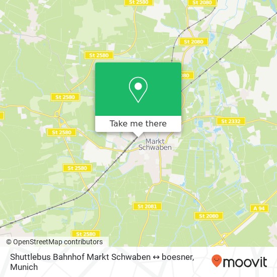 Карта Shuttlebus Bahnhof Markt Schwaben ↔ boesner