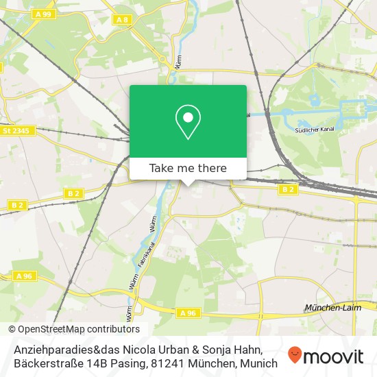 Карта Anziehparadies&das Nicola Urban & Sonja Hahn, Bäckerstraße 14B Pasing, 81241 München