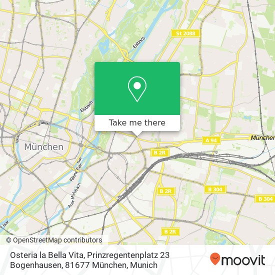 Карта Osteria la Bella Vita, Prinzregentenplatz 23 Bogenhausen, 81677 München
