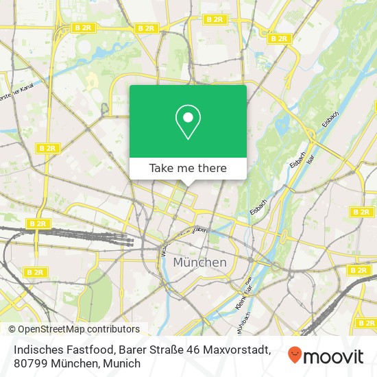 Карта Indisches Fastfood, Barer Straße 46 Maxvorstadt, 80799 München