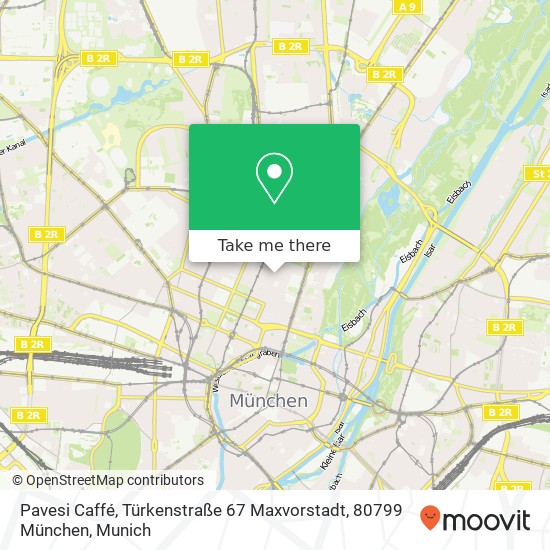 Карта Pavesi Caffé, Türkenstraße 67 Maxvorstadt, 80799 München