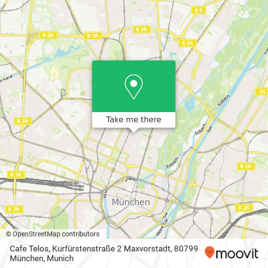 Карта Cafe Telos, Kurfürstenstraße 2 Maxvorstadt, 80799 München