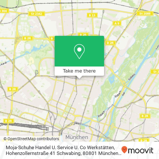 Moja-Schuhe Handel U. Service U. Co Werkstätten, Hohenzollernstraße 41 Schwabing, 80801 München map