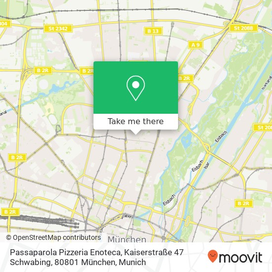 Карта Passaparola Pizzeria Enoteca, Kaiserstraße 47 Schwabing, 80801 München