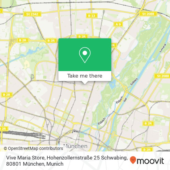 Карта Vive Maria Store, Hohenzollernstraße 25 Schwabing, 80801 München