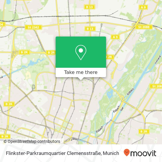 Карта Flinkster-Parkraumquartier Clemensstraße