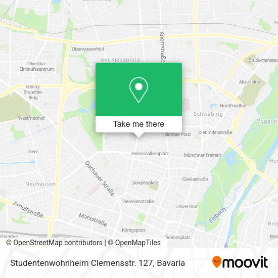 Карта Studentenwohnheim Clemensstr. 127
