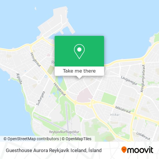 Mapa Guesthouse Aurora Reykjavík Iceland