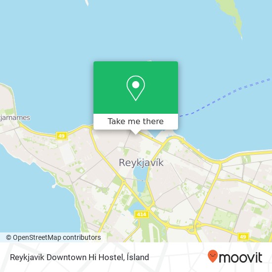 Mapa Reykjavik Downtown Hi Hostel