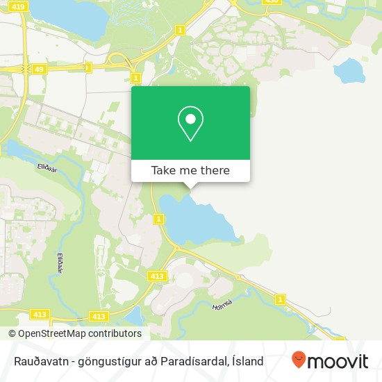 Rauðavatn - göngustígur að Paradísardal map