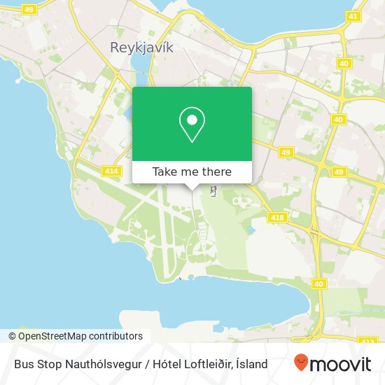 Mapa Bus Stop Nauthólsvegur / Hótel Loftleiðir