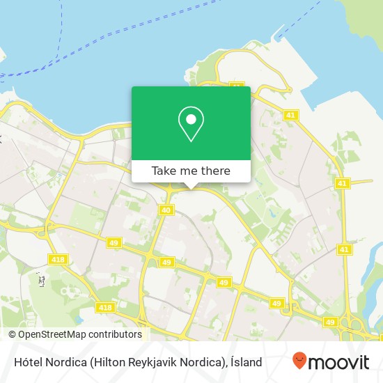 Mapa Hótel Nordica (Hilton Reykjavik Nordica)