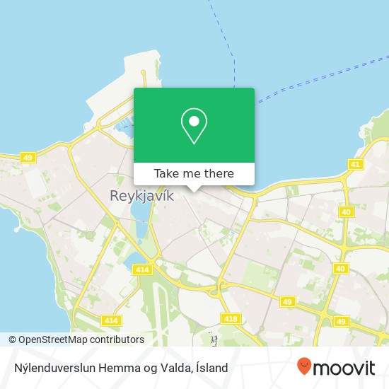 Mapa Nýlenduverslun Hemma og Valda, Laugavegur 21 101 Reykjavíkurborg