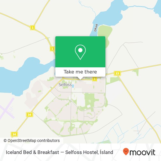 Iceland Bed & Breakfast — Selfoss Hostel map