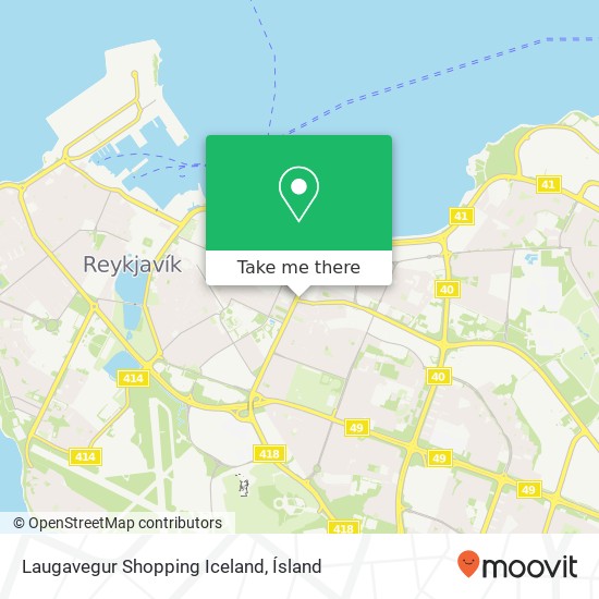 Mapa Laugavegur Shopping Iceland