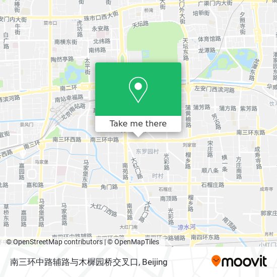 南三环中路辅路与木樨园桥交叉口 map