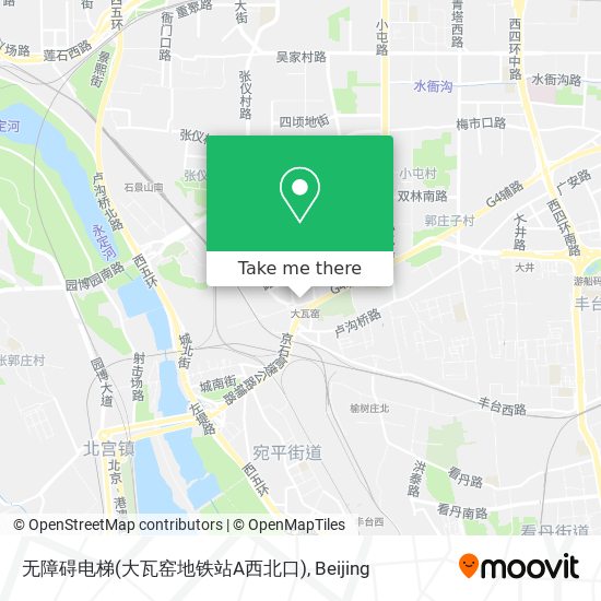 无障碍电梯(大瓦窑地铁站A西北口) map