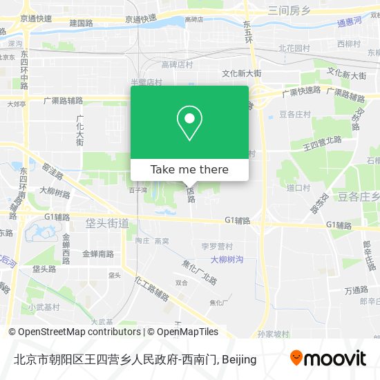 北京市朝阳区王四营乡人民政府-西南门 map