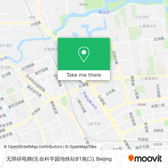 无障碍电梯(生命科学园地铁站B1南口) map