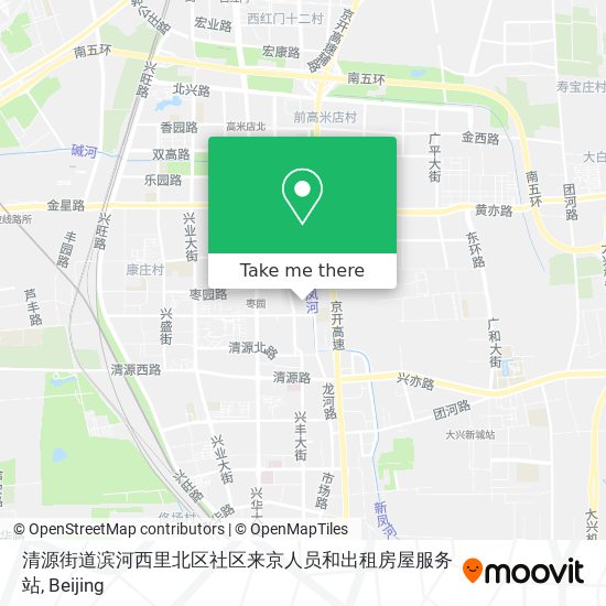 清源街道滨河西里北区社区来京人员和出租房屋服务站 map