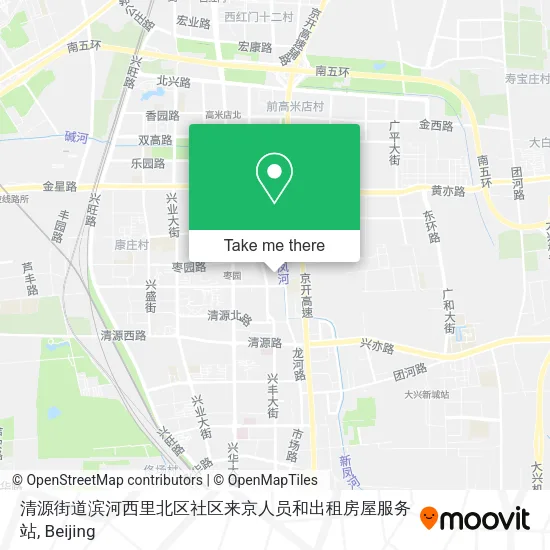 清源街道滨河西里北区社区来京人员和出租房屋服务站 map